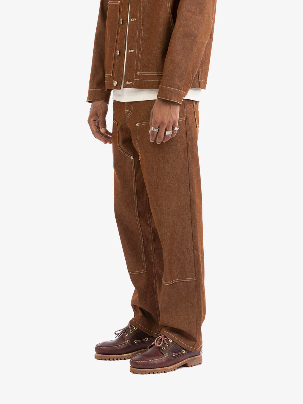 Brown denim carpenter pants