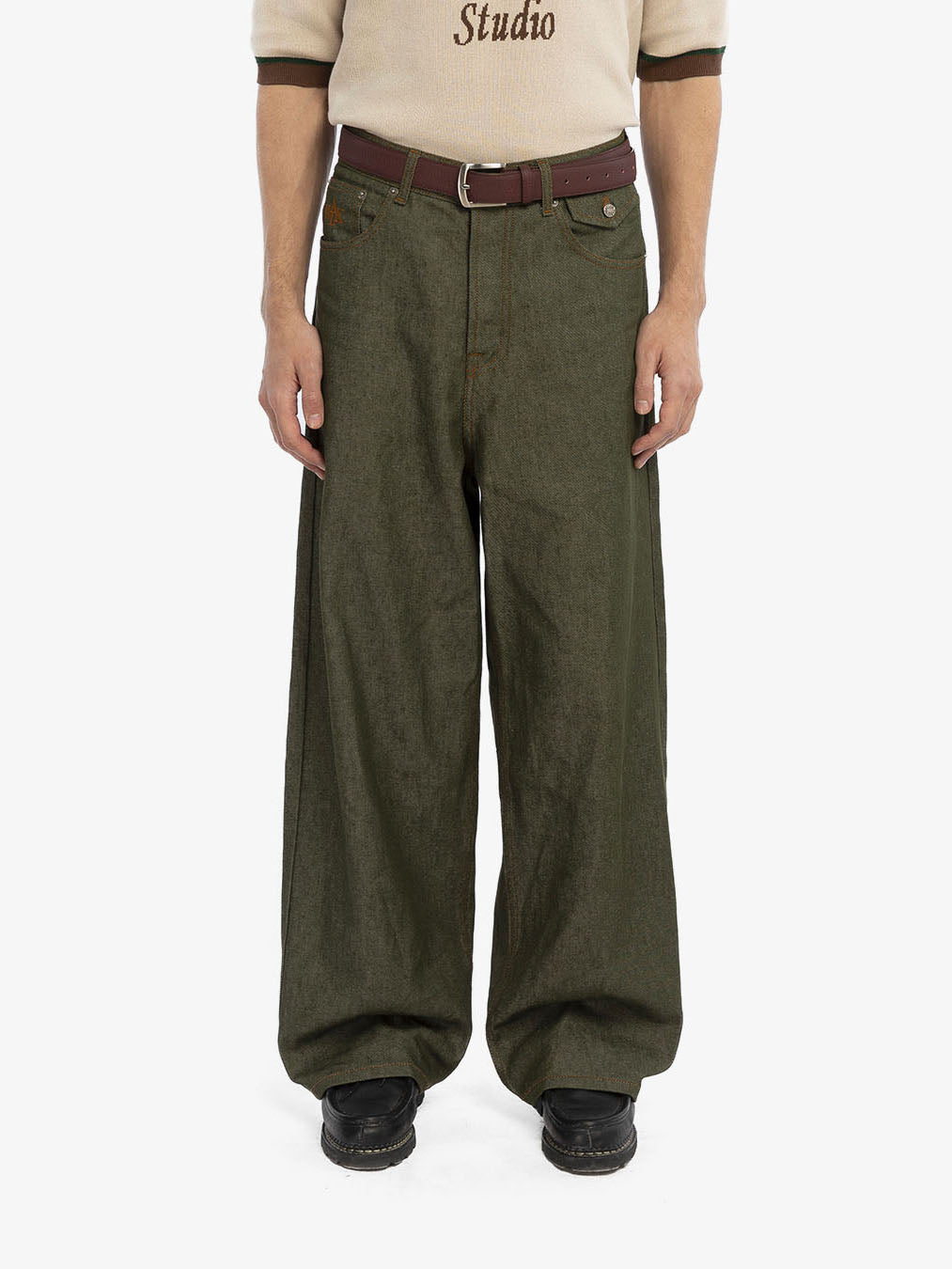 Raw green denim baggy 4