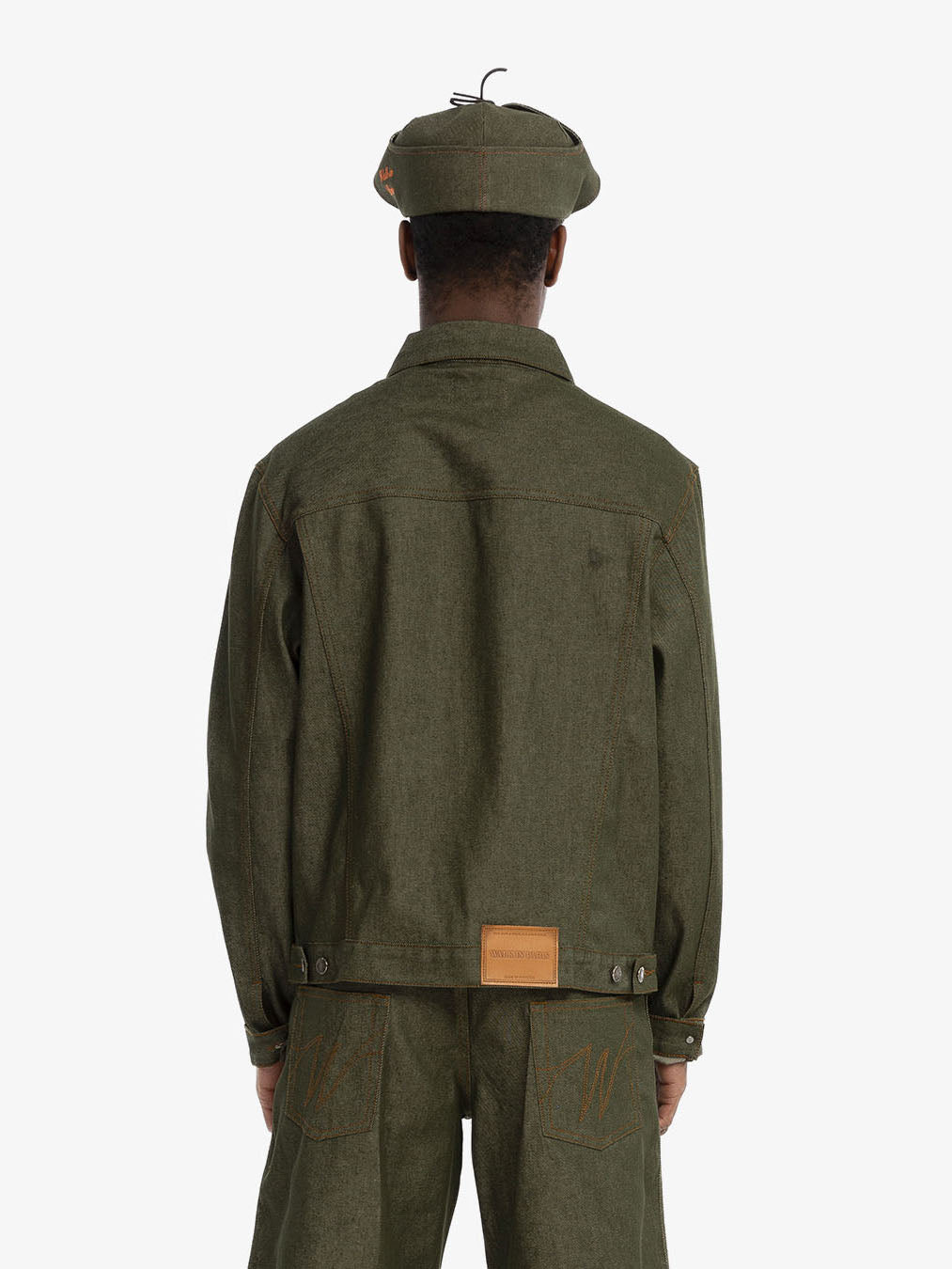 La veste en denim brut vert