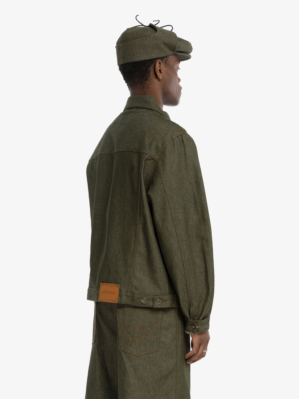 La veste en denim brut vert