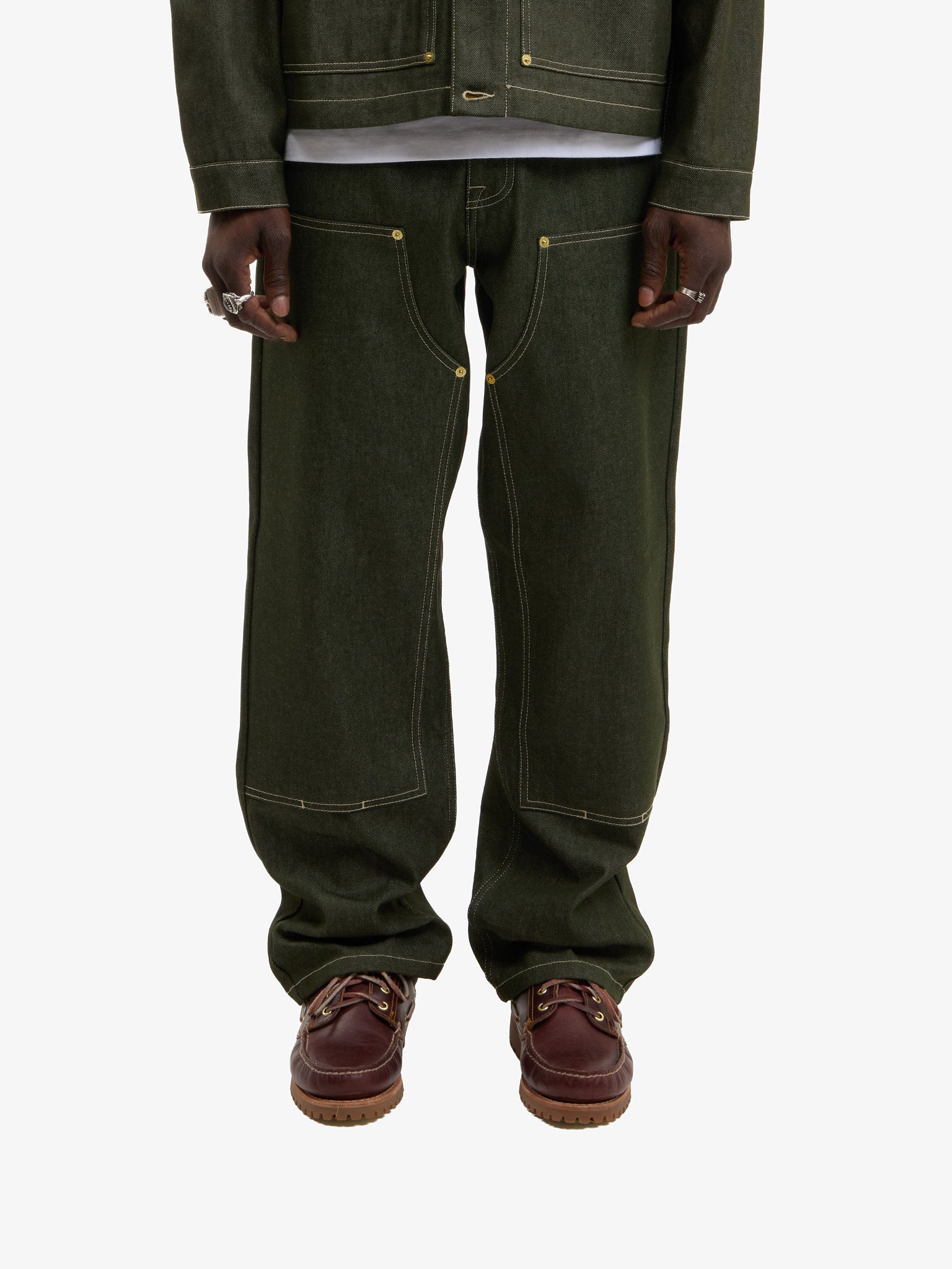 Le pantalon du menuisier en denim vert 8