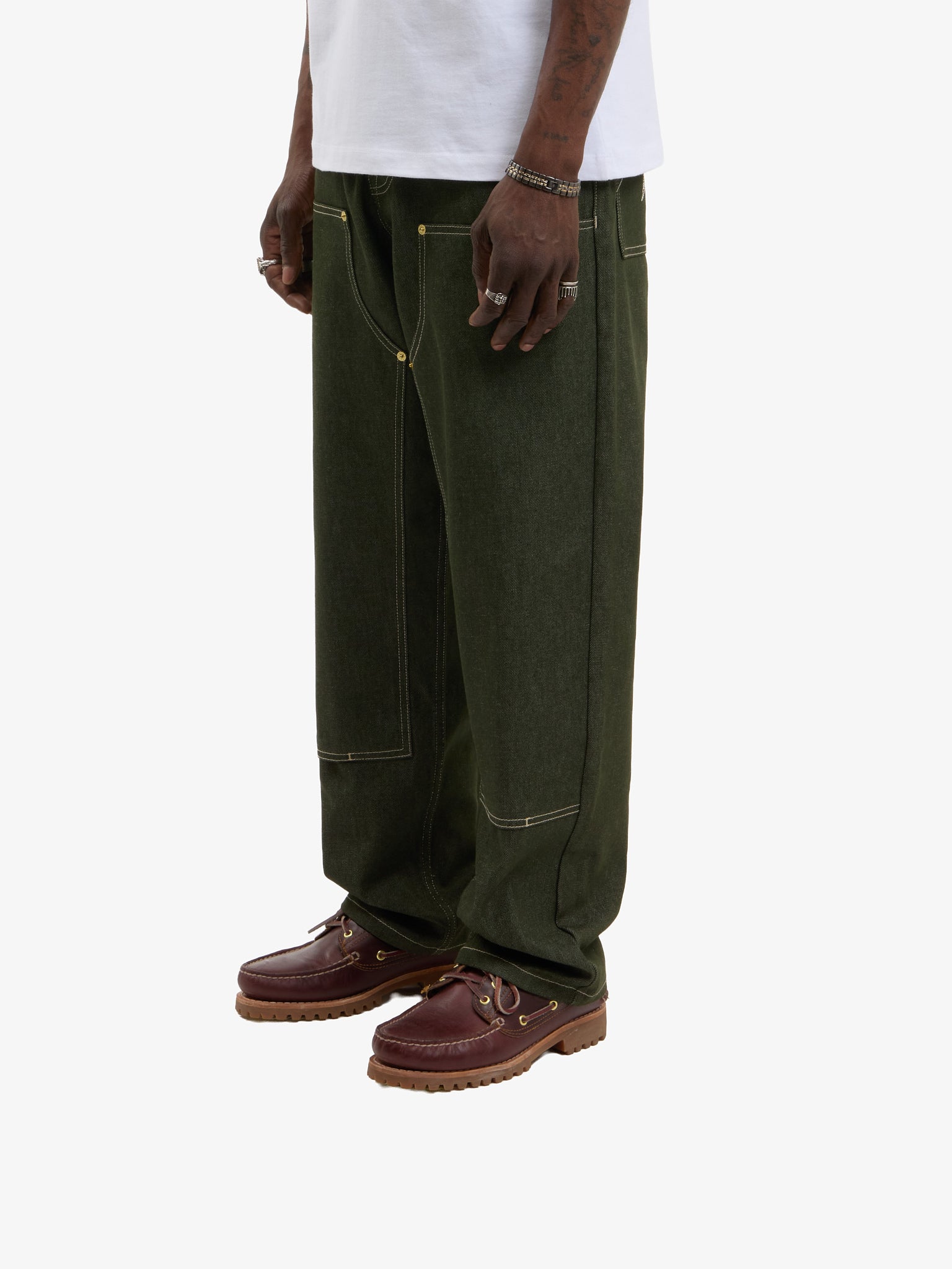 Le pantalon du menuisier en denim vert 5