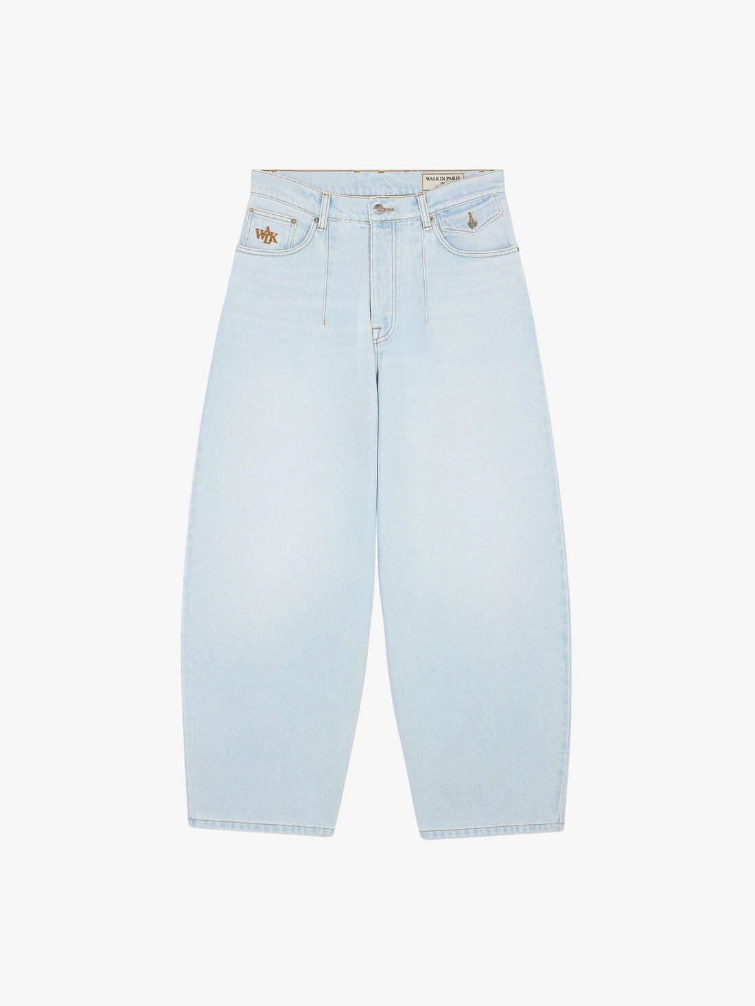 Le pantalon ballon en denim clair délavé
