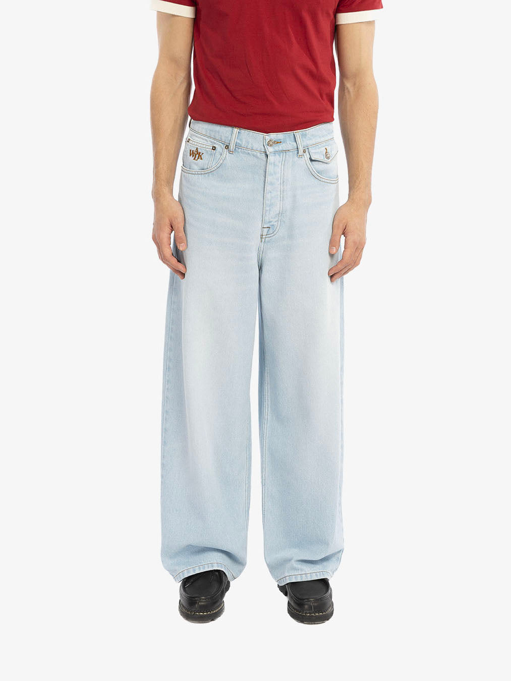Baggy pants in light-washed denim