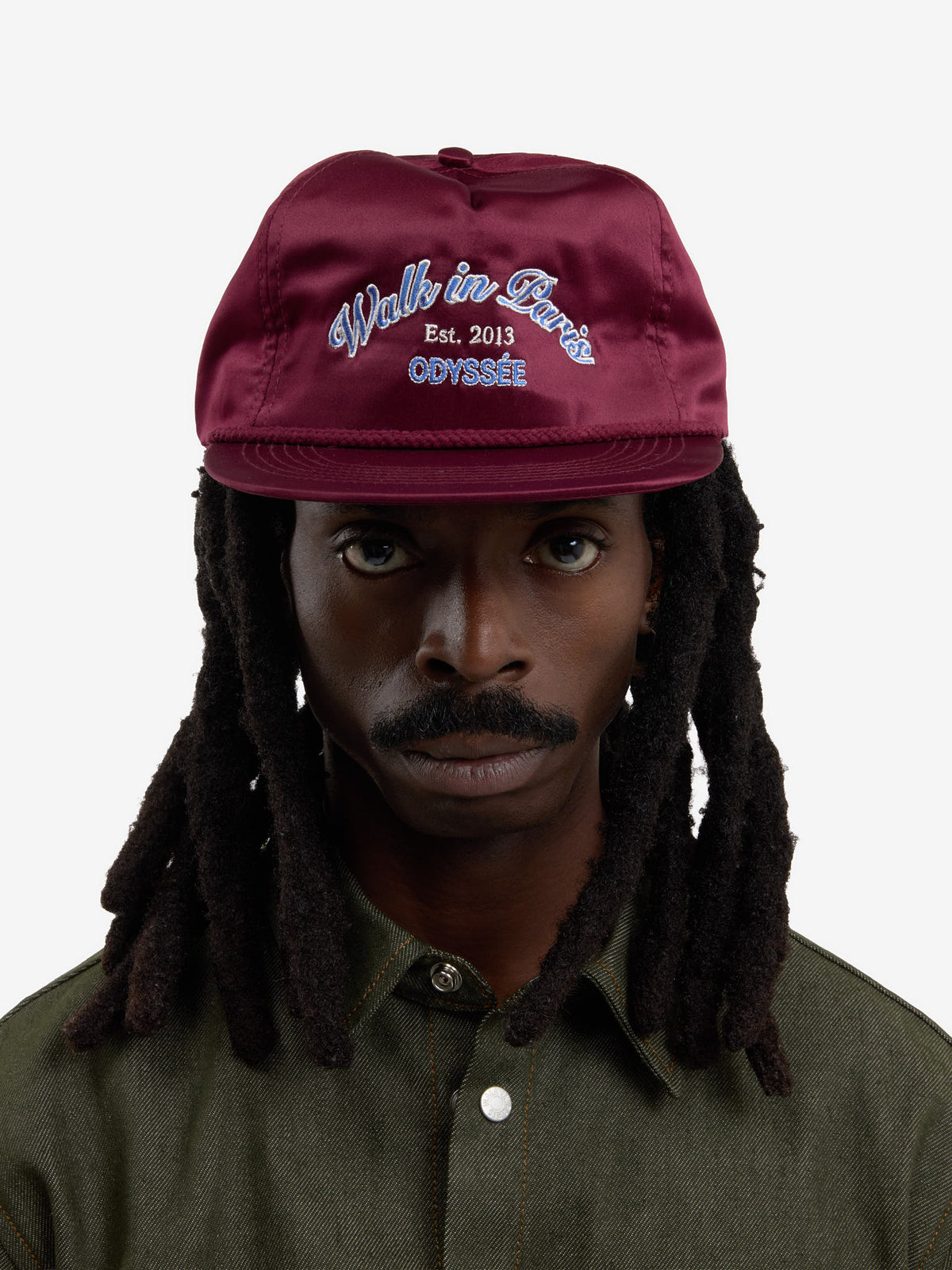 The Odyssée satin burgundy cap