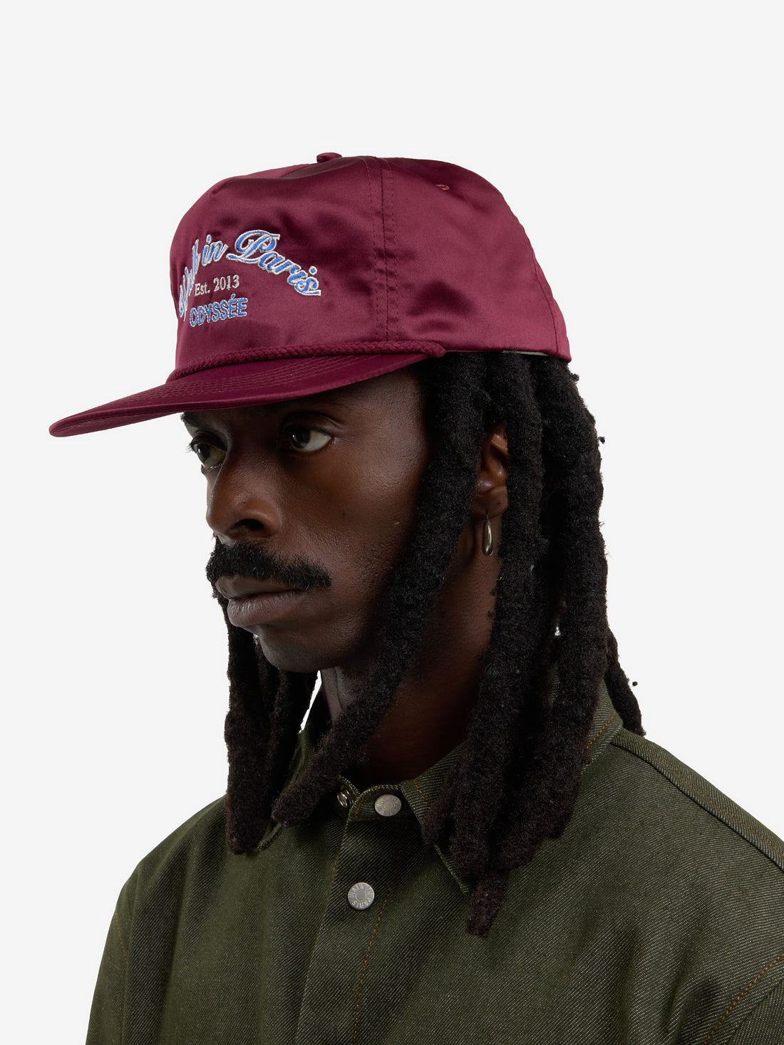 The Odyssée satin burgundy cap