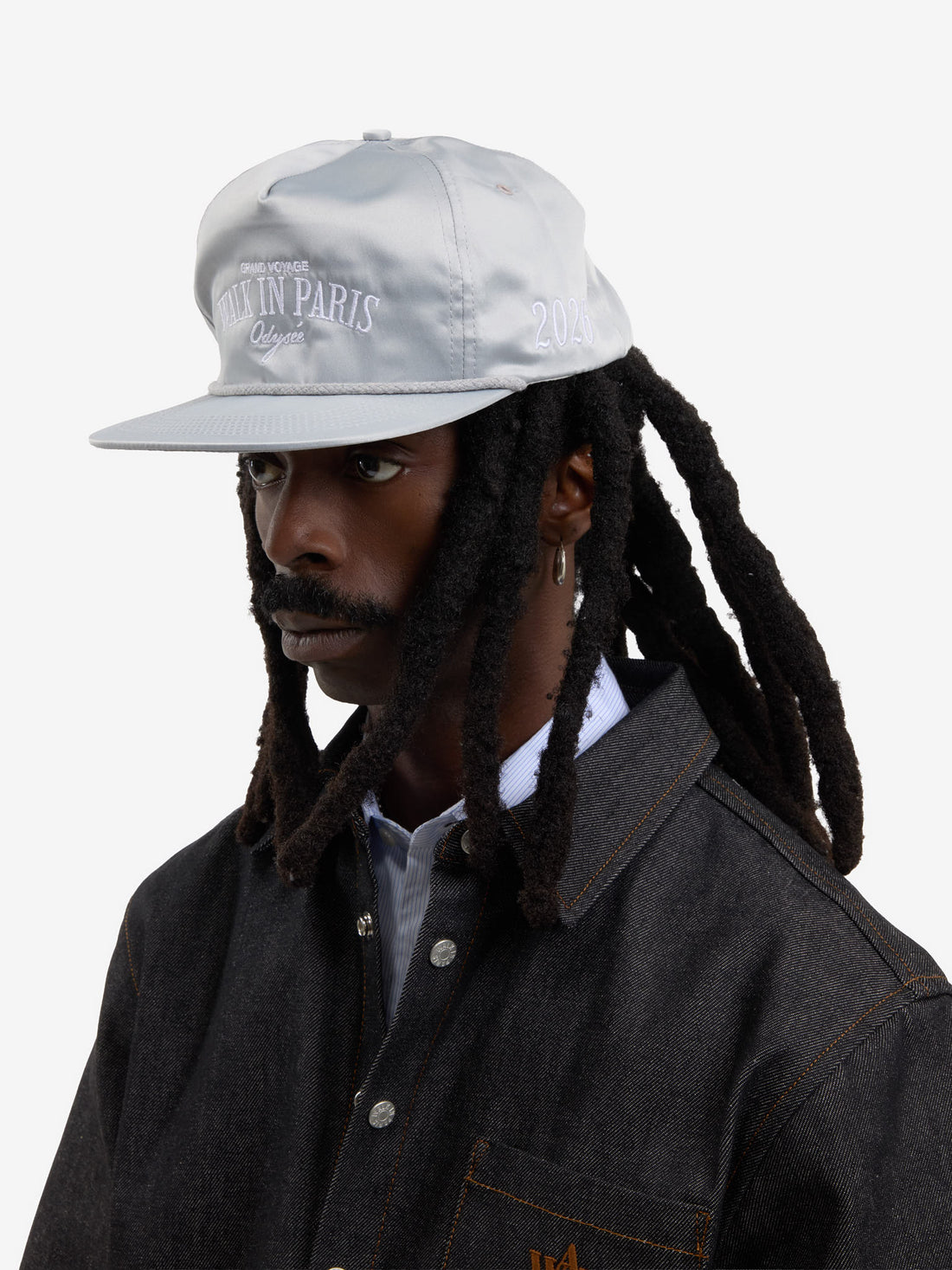The Odyssey cap in grey satin