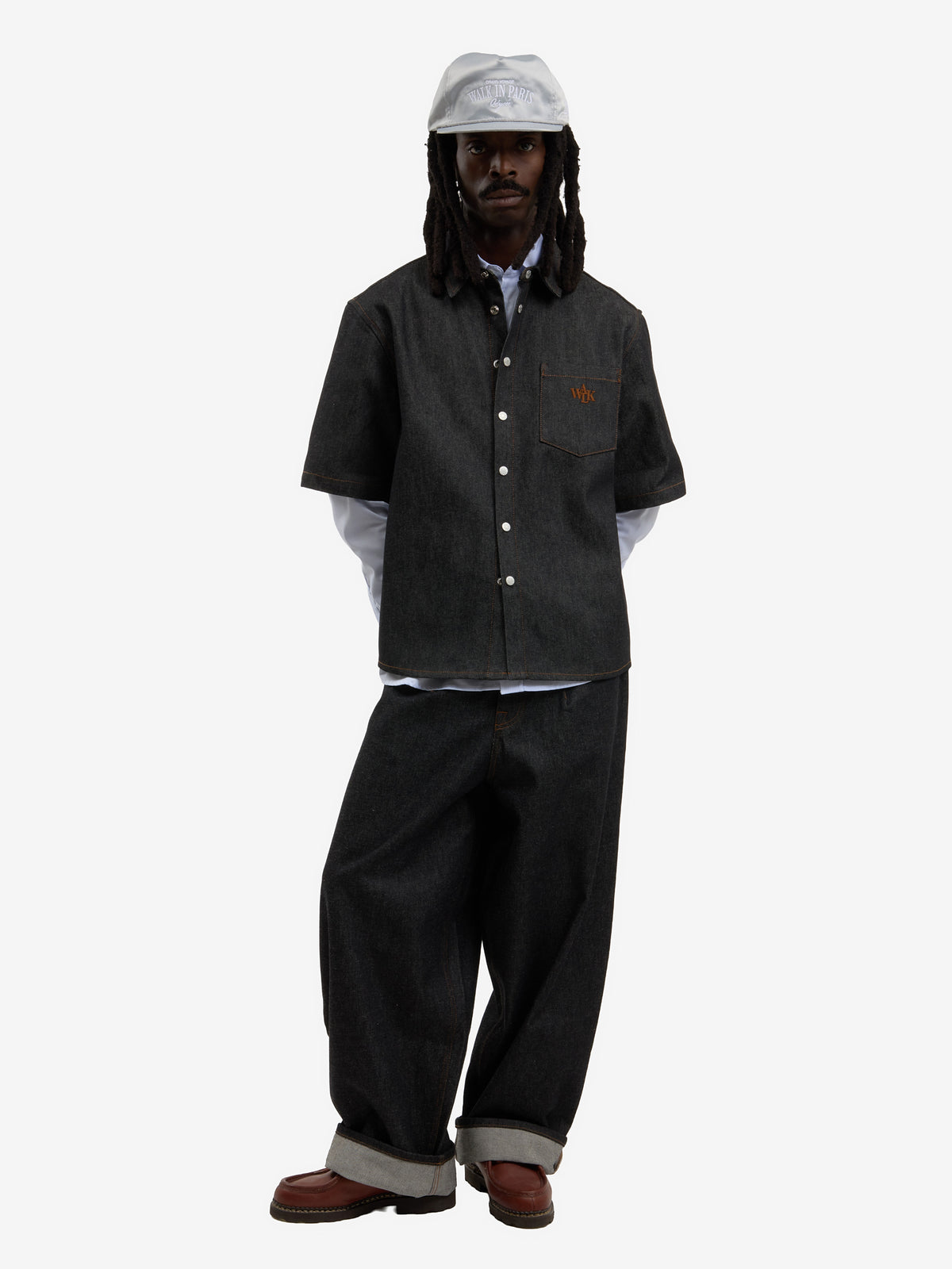 Raw denim balloon pants