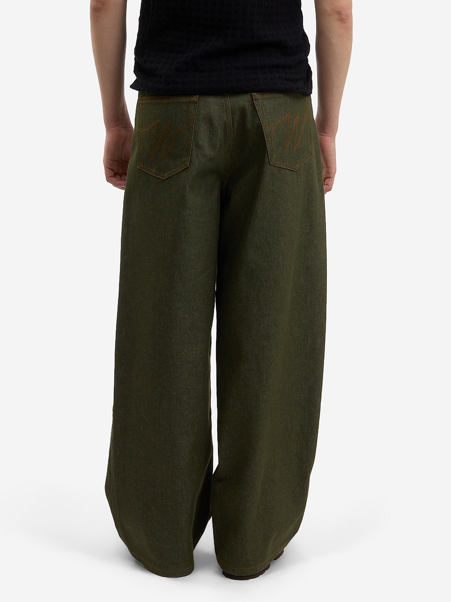 Raw green denim baggy 7