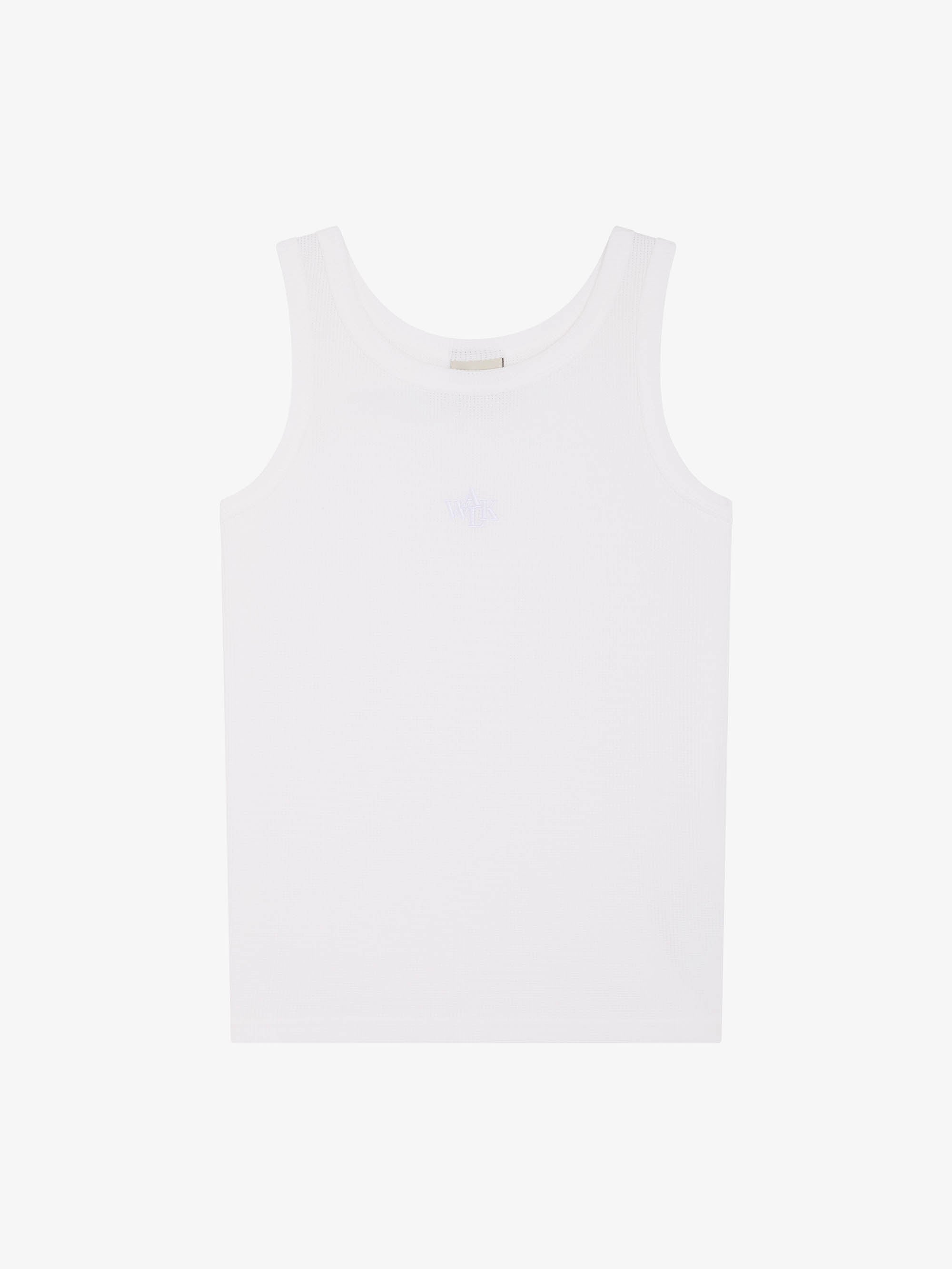 The white waffle-patterned tank top 1