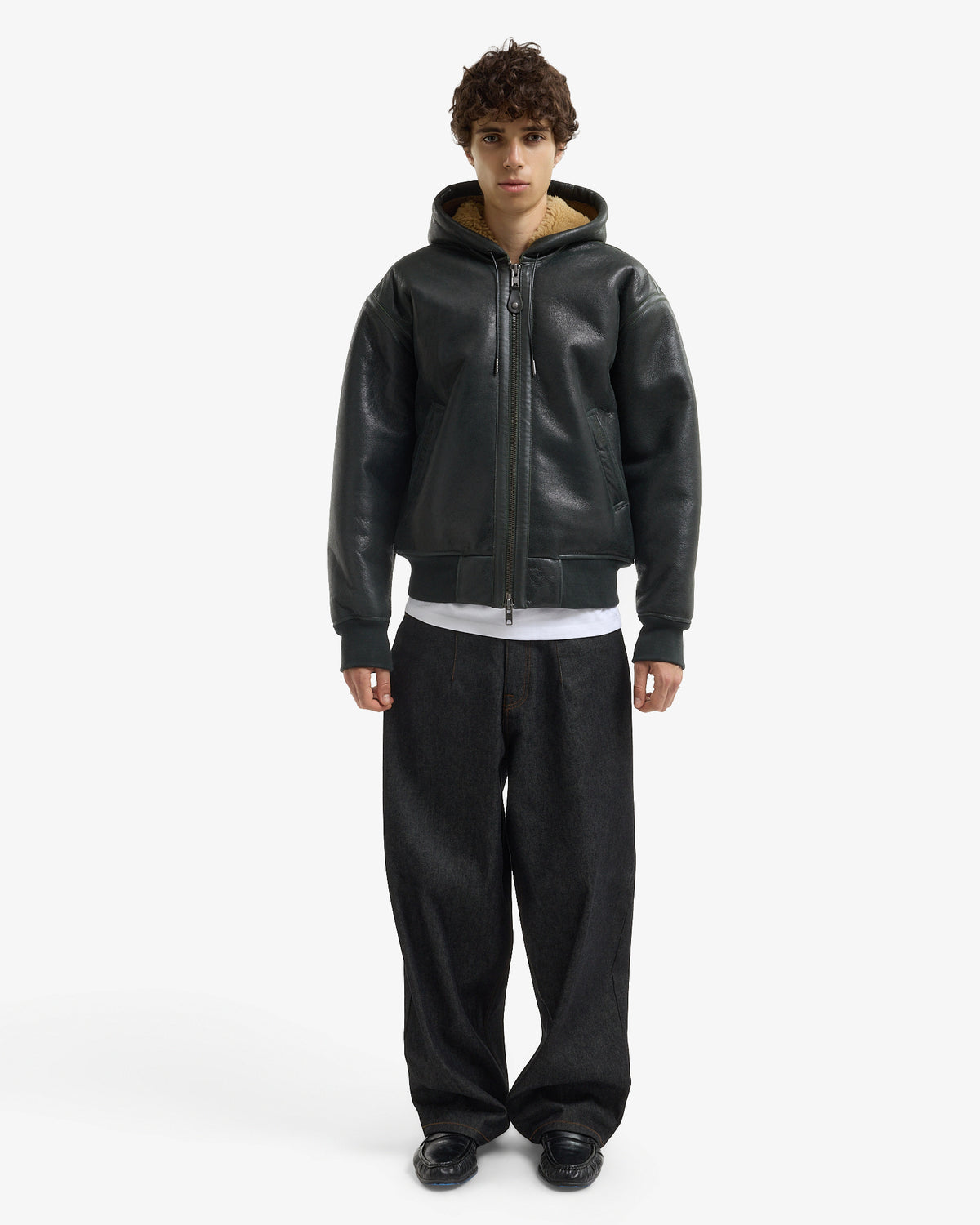 Walk in Paris x Schott NYC ® - Le bombardier à capuche vert forêt