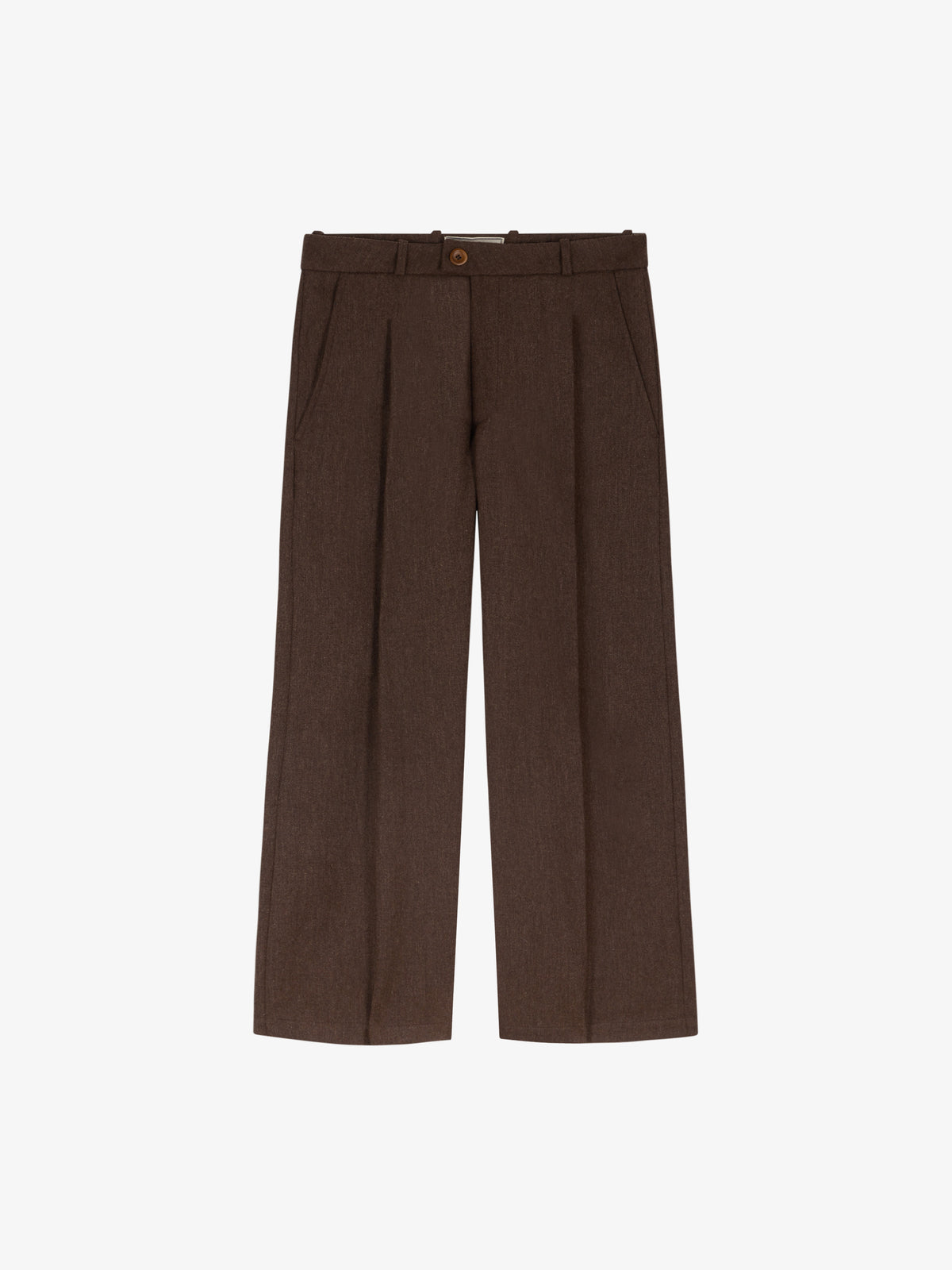 Le pantalon flare en laine marron