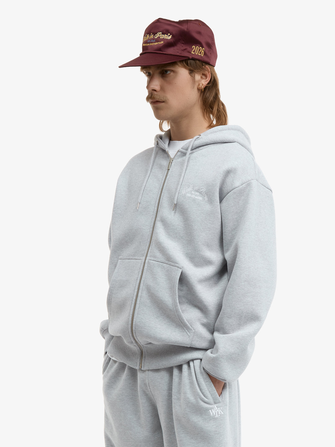 Le hoodie zippé Signature gris