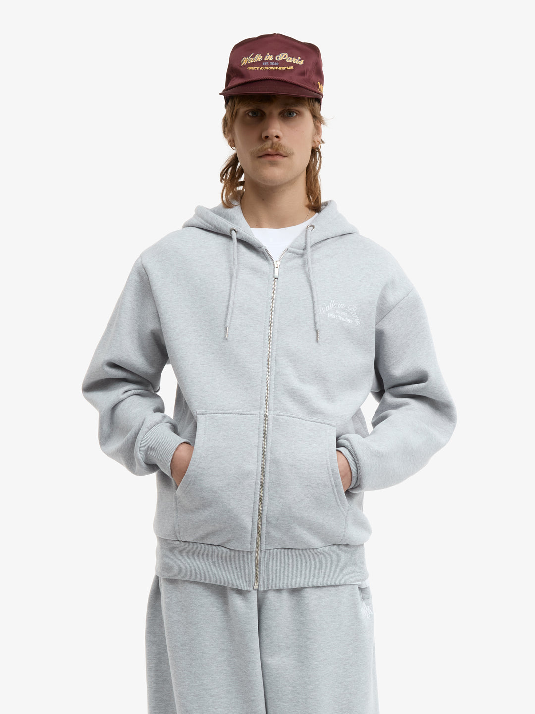 Le hoodie zippé Signature gris