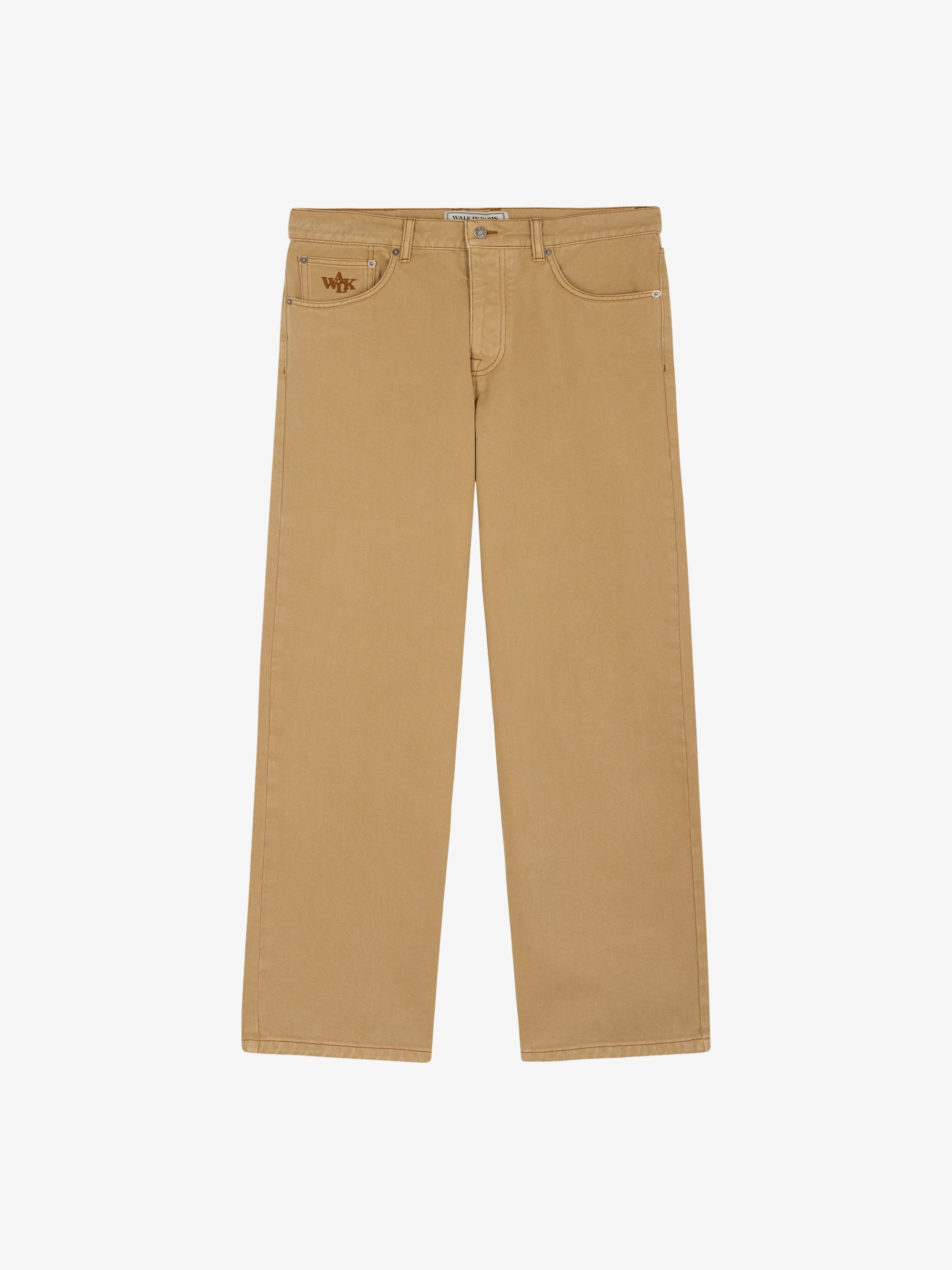 Le pantalon regular en denim beige 1