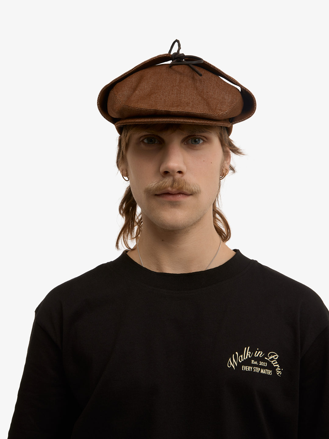Sherlock raw brown denim beret