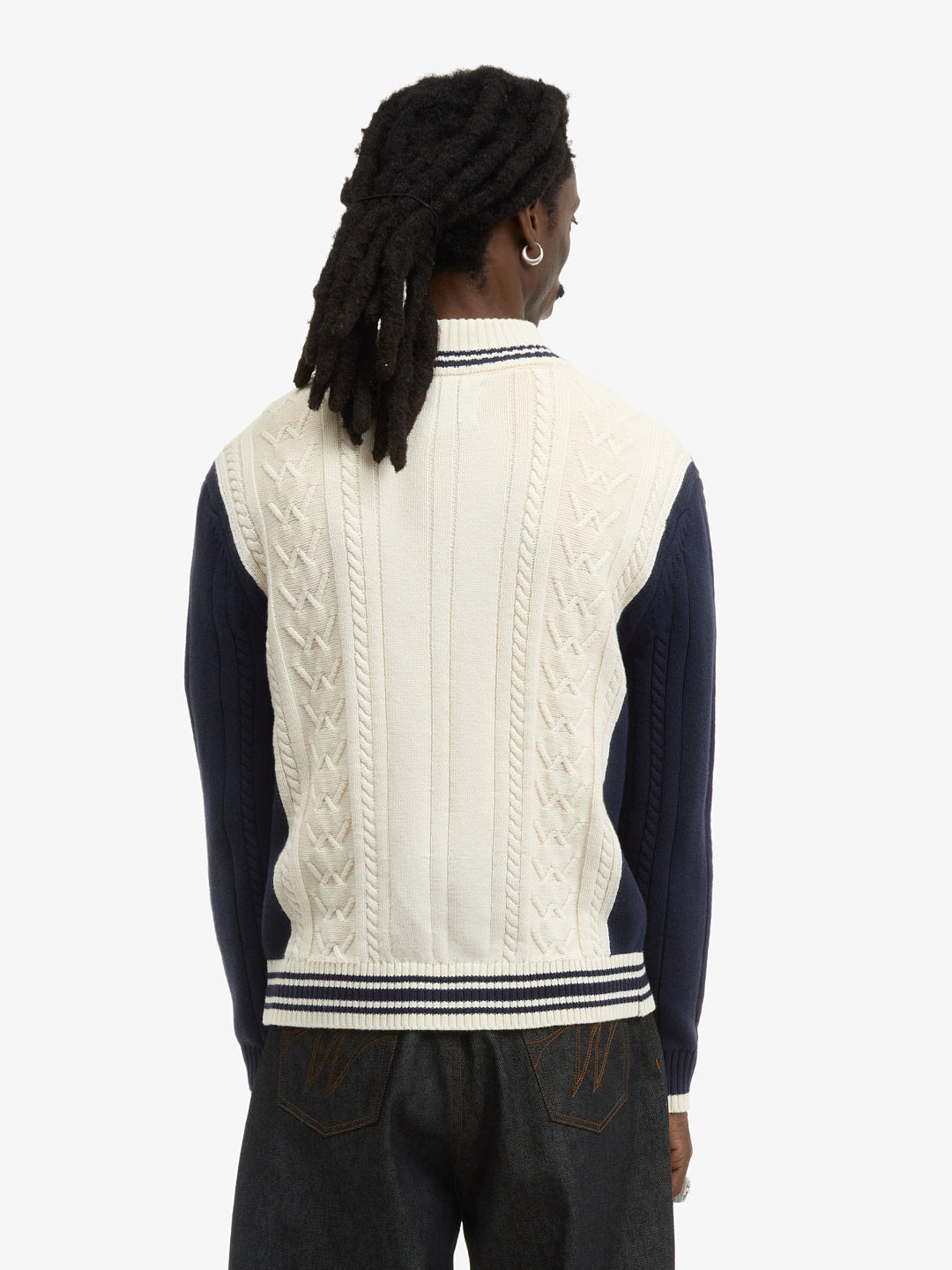 Le cardigan zippé en maille bleu