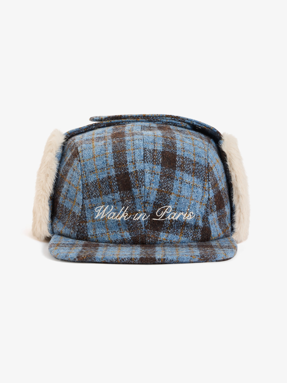 La casquette de Trappeur à carreaux bleue