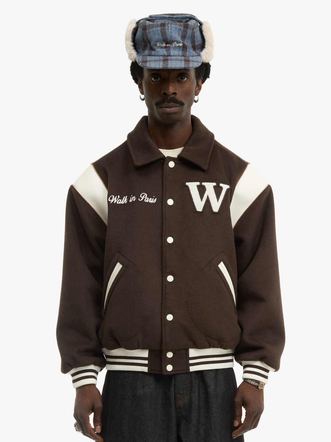 La Varsity Jacket en laine marron