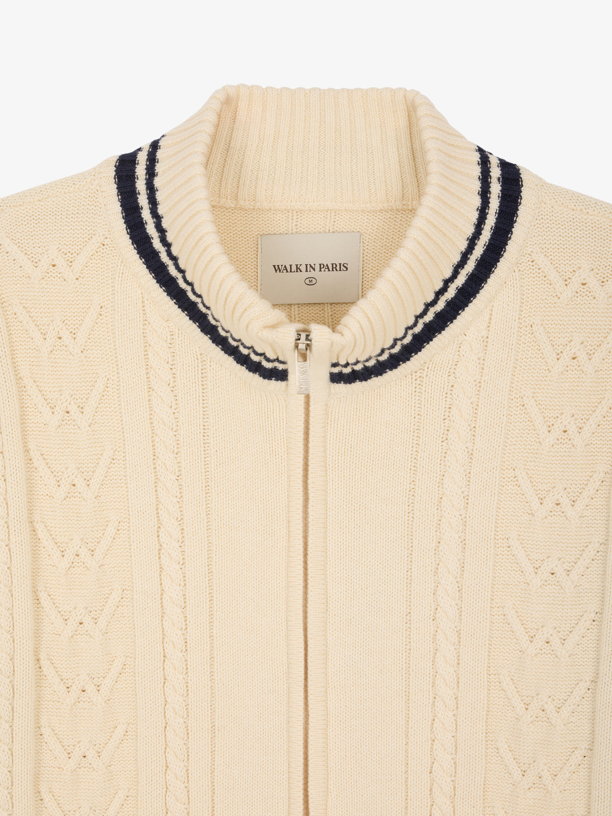Le cardigan zippé en maille bleu