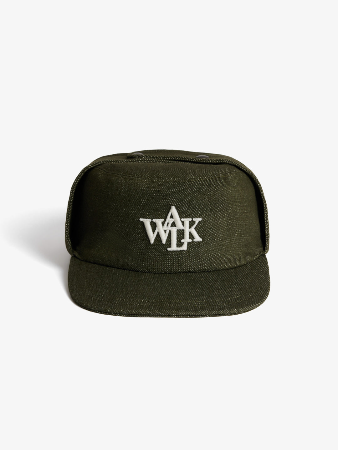 The postman's cap in green raw denim
