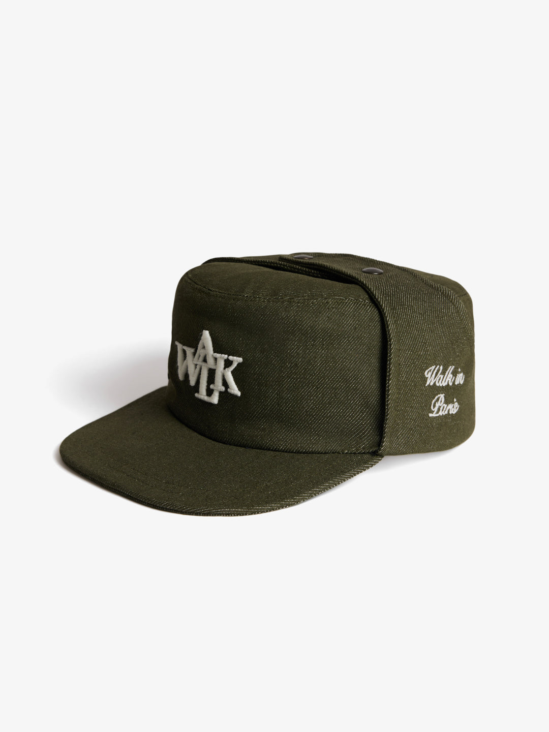 The postman's cap in green raw denim