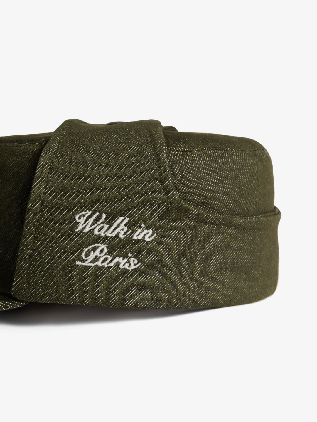 The postman's cap in green raw denim