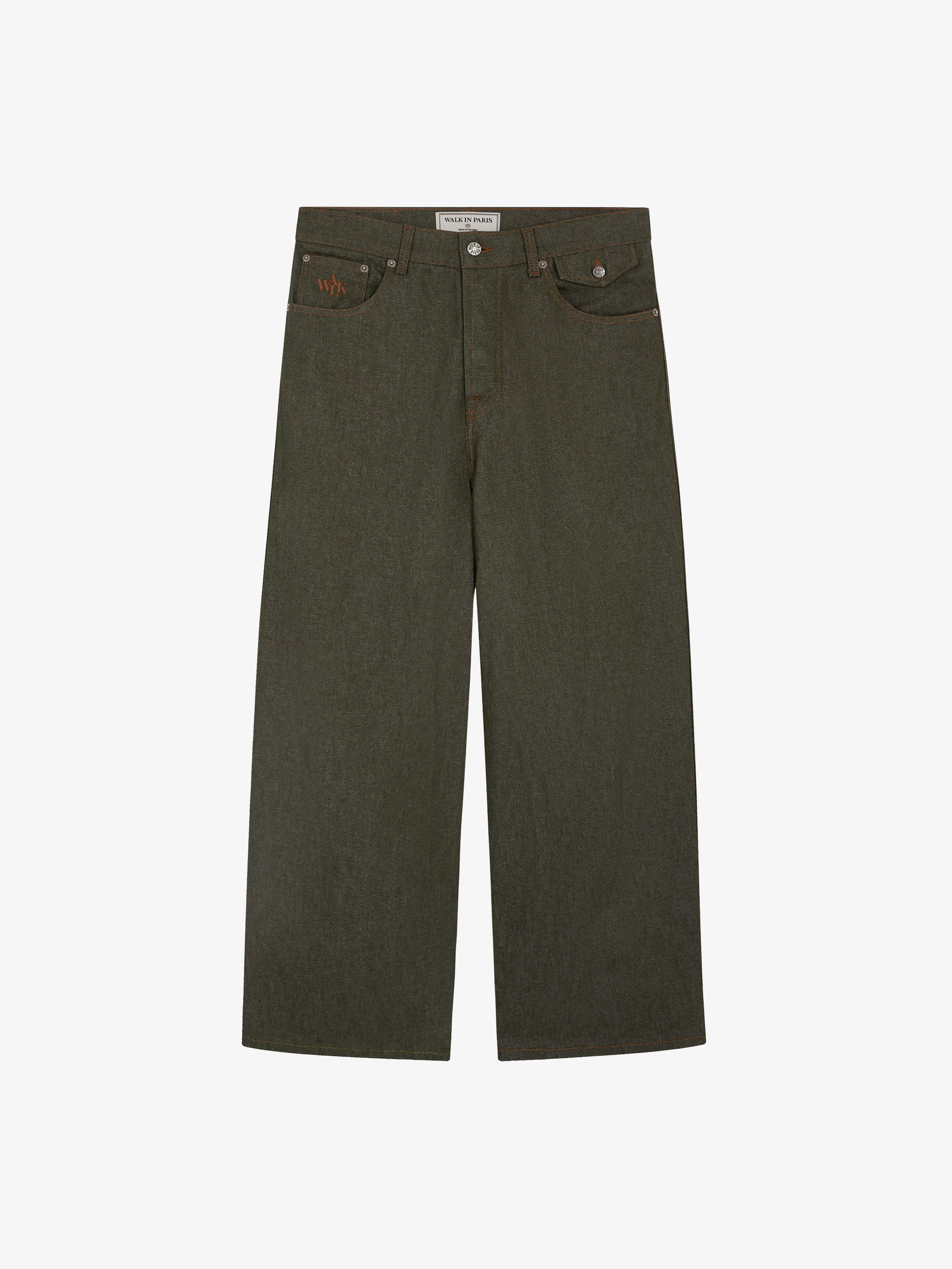 Raw green denim baggy 1