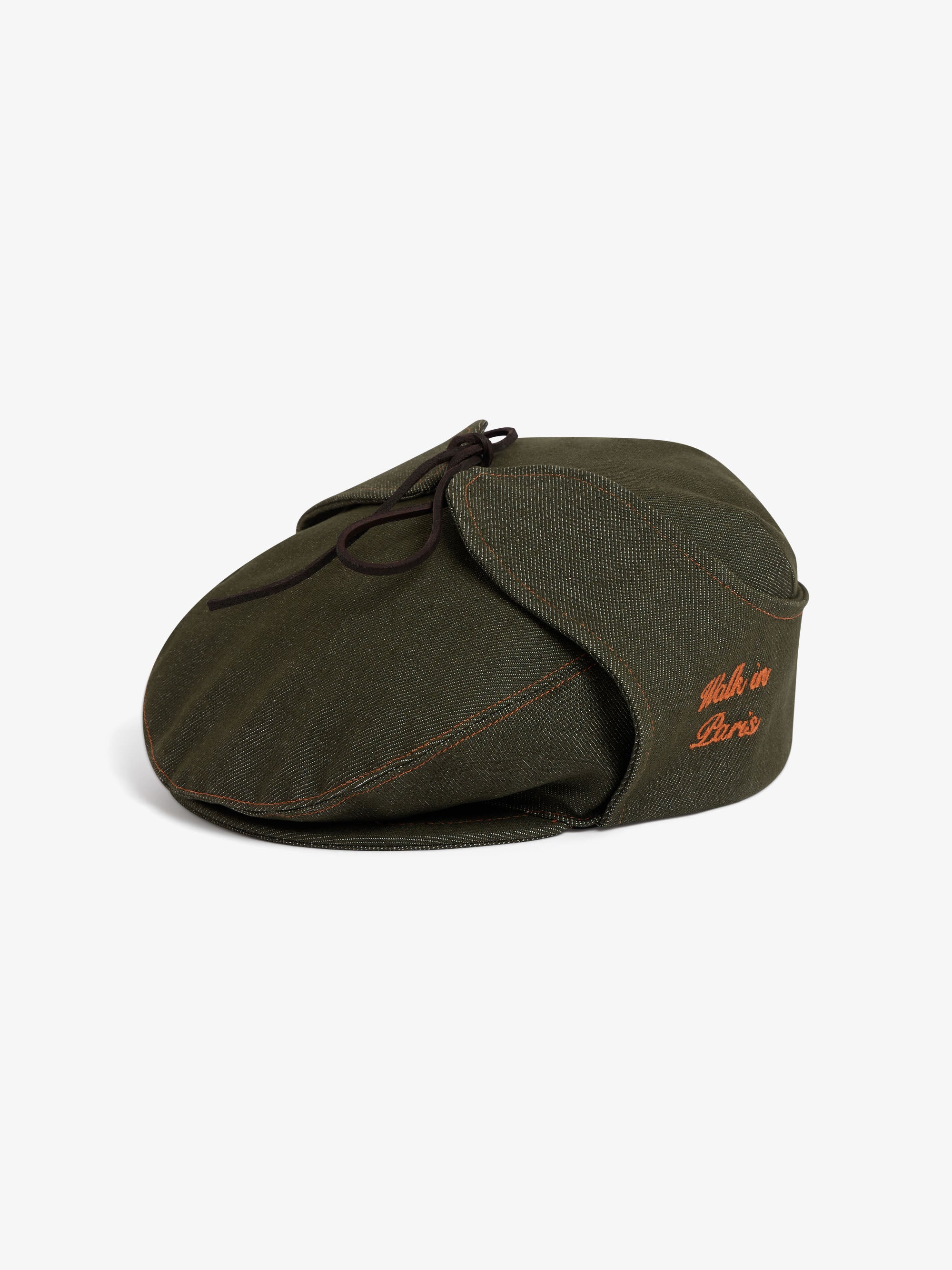 Raw green denim Sherlock beret 1